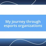 My journey through esports organizations